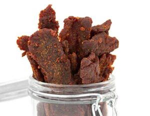 mission meats worlds hottest carolina reaper grass fed beef jerky hand crafted small batch msg free nitrate & nitrite free reaper jerky hot & spicy snacks keto snacks