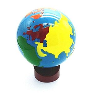 Danni Baby Earth Globe Toys Montessori Earth Globe Plastic and Wood Material Learn to Know World Children Early Learning Teaching Aids (White)