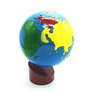 Danni Baby Earth Globe Toys Montessori Earth Globe Plastic and Wood Material Learn to Know World Children Early Learning Teaching Aids (White)