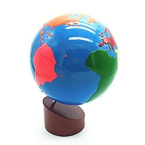 Danni Baby Earth Globe Toys Montessori Earth Globe Plastic and Wood Material Learn to Know World Children Early Learning Teaching Aids (White)