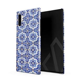 burga phone case compatible with samsung galaxy note 10 plus - blue city moroccan tiles pattern mosaic cute case for women thin design durable hard plastic protective case