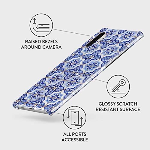 BURGA Phone Case Compatible with Samsung Galaxy Note 10 Plus - Blue City Moroccan Tiles Pattern Mosaic Cute Case for Women Thin Design Durable Hard Plastic Protective Case