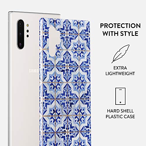 BURGA Phone Case Compatible with Samsung Galaxy Note 10 Plus - Blue City Moroccan Tiles Pattern Mosaic Cute Case for Women Thin Design Durable Hard Plastic Protective Case