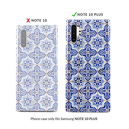 BURGA Phone Case Compatible with Samsung Galaxy Note 10 Plus - Blue City Moroccan Tiles Pattern Mosaic Cute Case for Women Thin Design Durable Hard Plastic Protective Case
