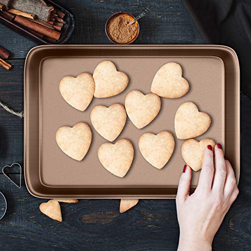 NutriChef Nonstick Cookie Sheet Baking Pan | 2pc Large and Medium Metal Oven Baking Tray - Professional Quality Kitchen Cooking Non-Stick Bake Trays w/Rimmed Borders, Guaranteed NOT to Wrap