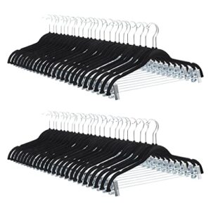 amazon basics velvet, non-slip skirt clothes hangers with clips, pack of 50, black/silver