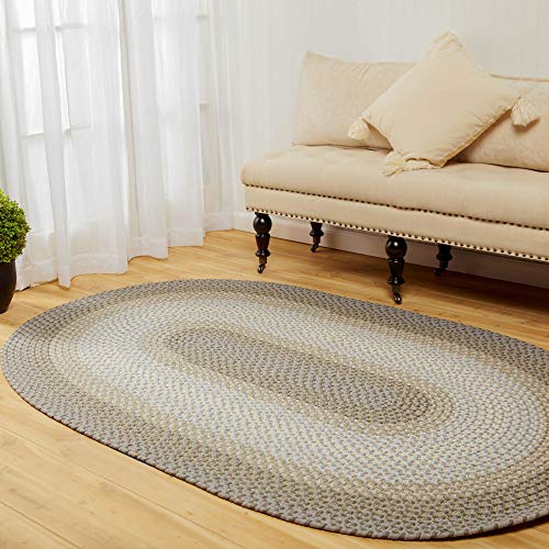 Super Area Rugs Braided Rug Pinecrest Indoor/Outdoor Braided Carpet for High Traffic Kitchen, Frosty Multi, 4' x 6' Oval