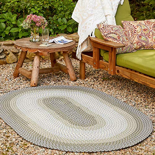 Super Area Rugs Braided Rug Pinecrest Indoor/Outdoor Braided Carpet for High Traffic Kitchen, Frosty Multi, 4' x 6' Oval