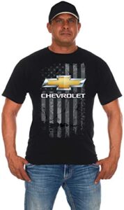 jh design group men's chevy bow tie distressed american flag t-shirt (large, black)