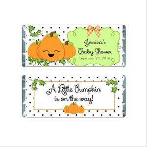 personalized hershey candy bar wrappers for chocolate, little pumpkin baby shower favor, pack of 20 custom hershey bar labels