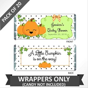 Personalized Hershey Candy Bar Wrappers for Chocolate, Little Pumpkin Baby Shower Favor, Pack of 20 Custom Hershey Bar Labels
