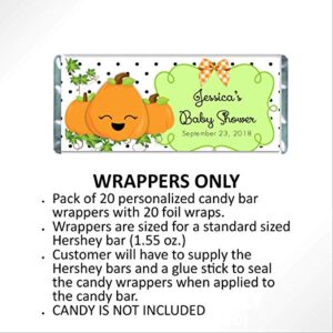 Personalized Hershey Candy Bar Wrappers for Chocolate, Little Pumpkin Baby Shower Favor, Pack of 20 Custom Hershey Bar Labels