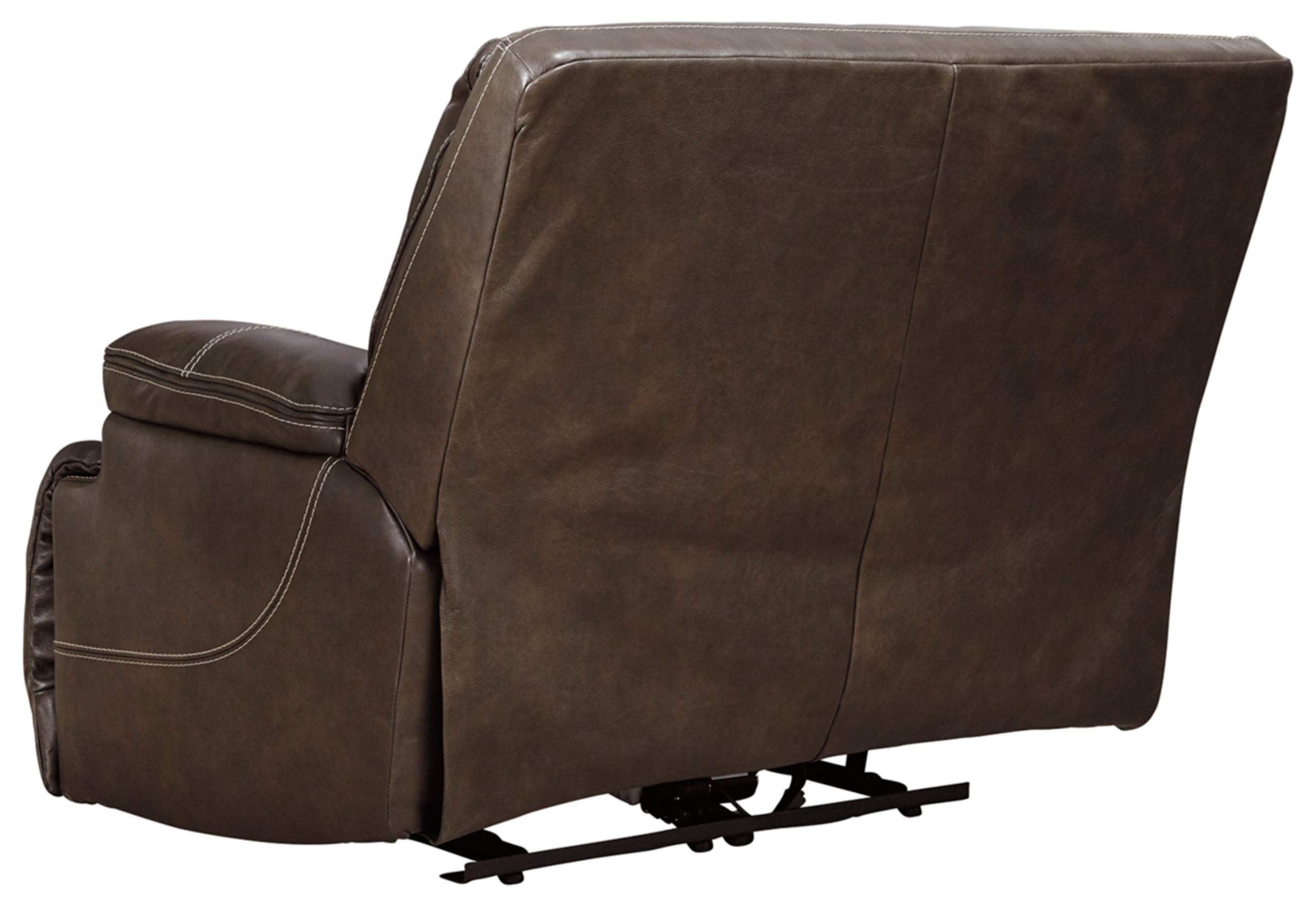 Signature Design by Ashley Ricmen Leather Adjustable Oversized Power Recliner with USB Charging, Dark Brown