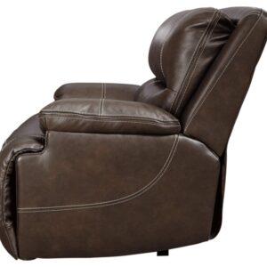 Signature Design by Ashley Ricmen Leather Adjustable Oversized Power Recliner with USB Charging, Dark Brown