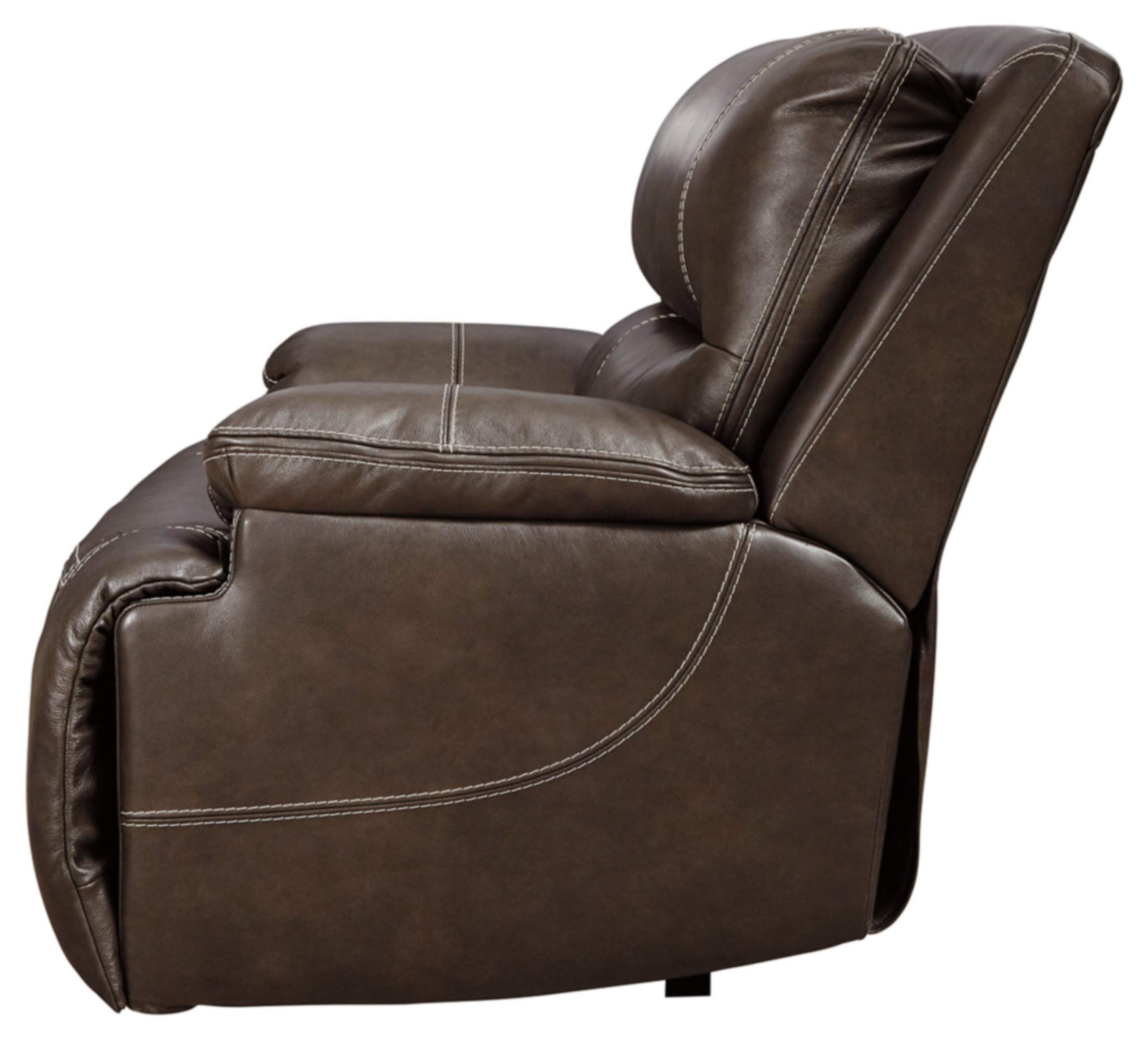 Signature Design by Ashley Ricmen Leather Adjustable Oversized Power Recliner with USB Charging, Dark Brown