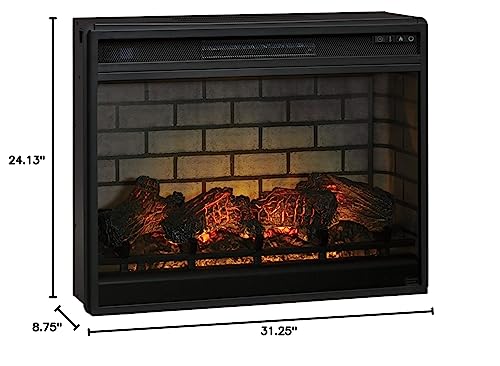 Signature Design by Ashley 30" Electric Fireplace Insert with LED, Remote Control, 7 Temperature and 5 Brightness Settings, Black