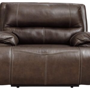 Signature Design by Ashley Ricmen Leather Adjustable Oversized Power Recliner with USB Charging, Dark Brown