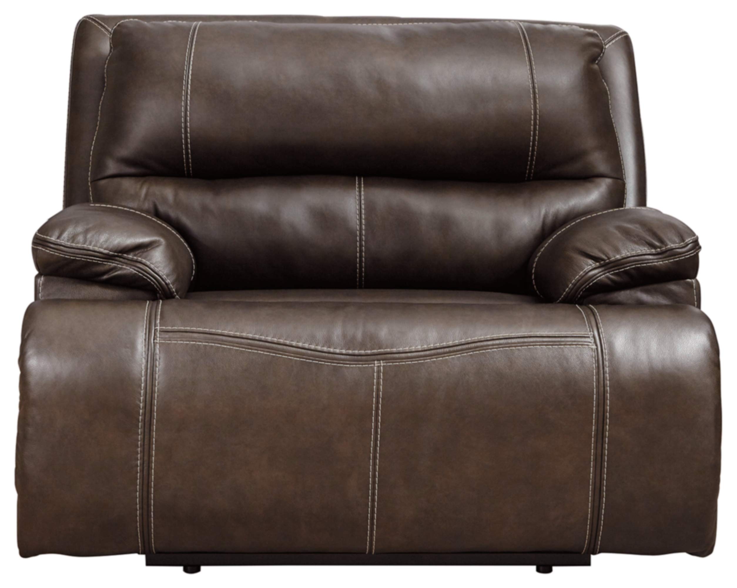 Signature Design by Ashley Ricmen Leather Adjustable Oversized Power Recliner with USB Charging, Dark Brown