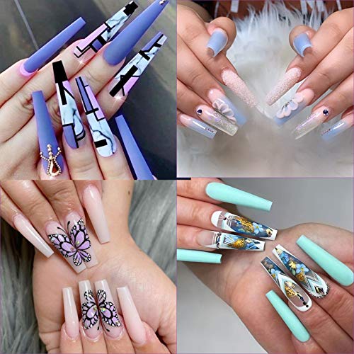 Clear Nail Tips - Coffin Nail Tips ECBASKET Professional Nail Tips for Acrylic Nails Half Cover Clear Fake Nail Tips Long Coffin Shaped False Nail Tips 500Pcs 10Sizes with Box