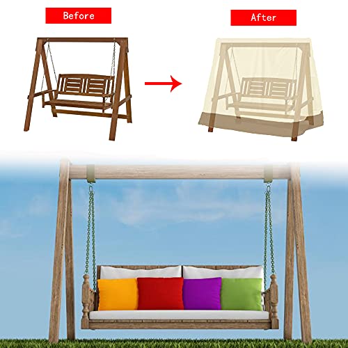 boyspringg Outdoor Swing Cover, A Frame Patio Swing Cover 72x67x55 Inches, Waterproof UV Resistant Swing Cover for Outdoor Furniture( Beige )