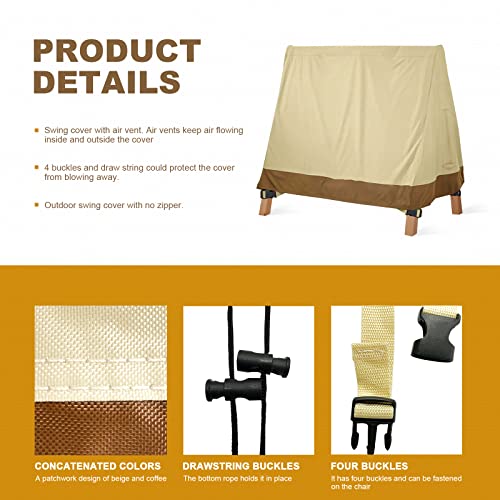 boyspringg Outdoor Swing Cover, A Frame Patio Swing Cover 72x67x55 Inches, Waterproof UV Resistant Swing Cover for Outdoor Furniture( Beige )