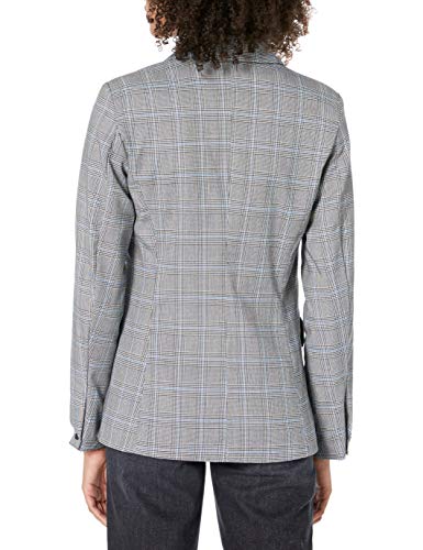 dollhouse Women's Fitted Blazer, Grey Blue Plaid, Medium