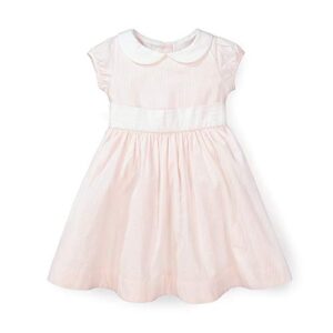 hope & henry layette baby girl woven short sleeve tie-back dress with peter pan collar