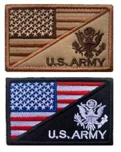 antrix 2 pcs american flag/ army veteran us armed forces embroidered military patches hook & loop emblem badge for hats backpacks bags jackets
