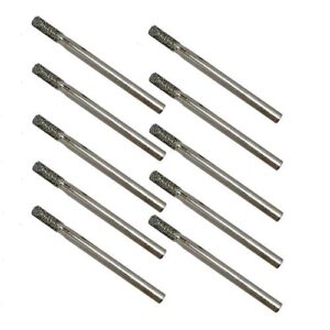 1/8" shank cylinder grinding burrs, 60 grit diamond coated grinding head for dremel type rotary tool (3mm shank x 3mm head)
