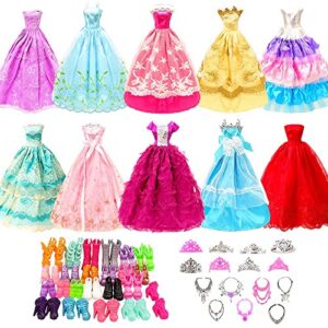 barwa 10 pcs dresses with 17 accessories handmade doll clothes and accessories wedding gowns party dresses for 11.5 inch dolls