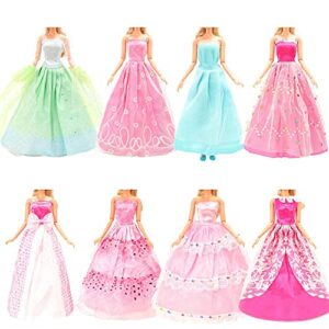 BARWA 10 Pcs Dresses with 17 Accessories Handmade Doll Clothes and Accessories Wedding Gowns Party Dresses for 11.5 inch Dolls