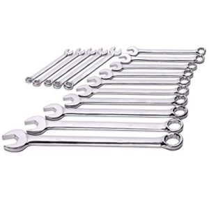 Max Torque 15-Piece Premium Combination Wrench Set, Chrome Vanadium Steel, Long Pattern Design | Include Metric Sizes 8, 9, 10, 11, 12, 13, 14, 15, 16, 17, 18, 19, 20, 21, 22mm with Storage Rack