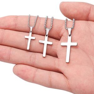 MONOZO Stainless Steel Cross Pendant Necklaces for Men Pendant Chain 16 Inch Silver