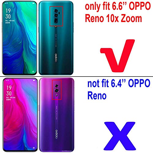 Compatible with Oppo Reno 10X Zoom Case, Metal Ring Grip Kickstand Shockproof Hard Bumper (Works with Magnetic Car Mount) Dual Layer Rugged Cover for Oppo Reno 10 X Zoom (Red)