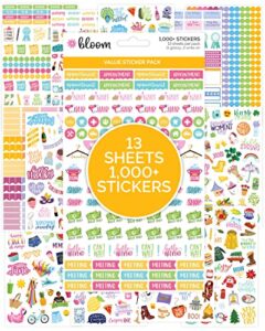 bloom daily planners planner sticker value pack (13 unique sheets / 1,000+ aesthetic stickers) - new variety assortment bundle for planning & decorating