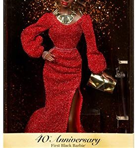 Barbie Signature 40th Anniversary First Black Doll, Approx. 12-in, Wearing Red Gown, with Accessories, Doll Stand and Certificate of Authenticity