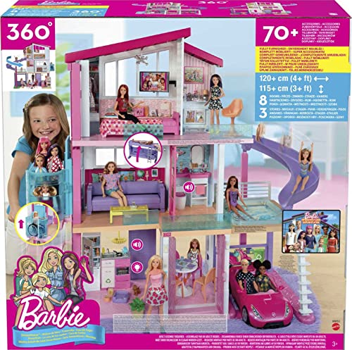 Barbie Dreamhouse, Doll House Playset with 70+ Accessories Including Transforming Furniture, Elevator, Slide, Lights & Sounds (Amazon Exclusive)