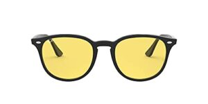 ray-ban rb4259f low bridge fit round sunglasses, black/yellow, 53 mm