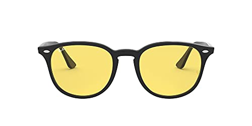 Ray-Ban RB4259F Low Bridge Fit Round Sunglasses, Black/Yellow, 53 mm