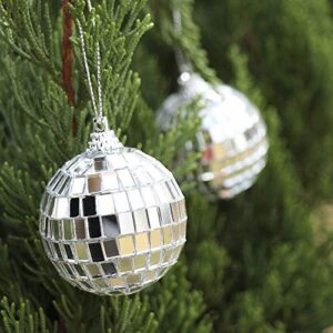 24 Pcs Silver Disco Mirror Ball for Party Decoration, Christmas Tree Wedding Birthday Party Ornaments(4CM)