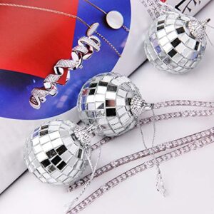 24 Pcs Silver Disco Mirror Ball for Party Decoration, Christmas Tree Wedding Birthday Party Ornaments(4CM)