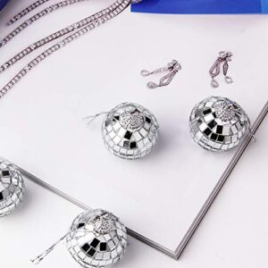 24 Pcs Silver Disco Mirror Ball for Party Decoration, Christmas Tree Wedding Birthday Party Ornaments(4CM)