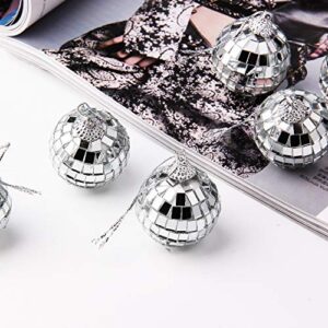 24 Pcs Silver Disco Mirror Ball for Party Decoration, Christmas Tree Wedding Birthday Party Ornaments(4CM)