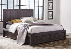 modus furniture solid wood footboard-storage bed, california king, heath - basalt grey