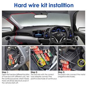 Dash Cam Hardwire Kit 12-24V to 5V / 3A, Micro USB & Mini USB Hard Wire Kit Fuse for Dashcam, Dash Camera Charger Power Cord, （ 13ft