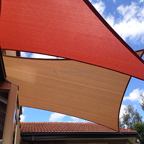 TANG Sun Shades Depot Sun Shade Sail 15' x 19' Brown Canopy Rectangle 180 GSM Shade Sail U*V Block for Patio Garden School Park Outdoor Facility and Activities