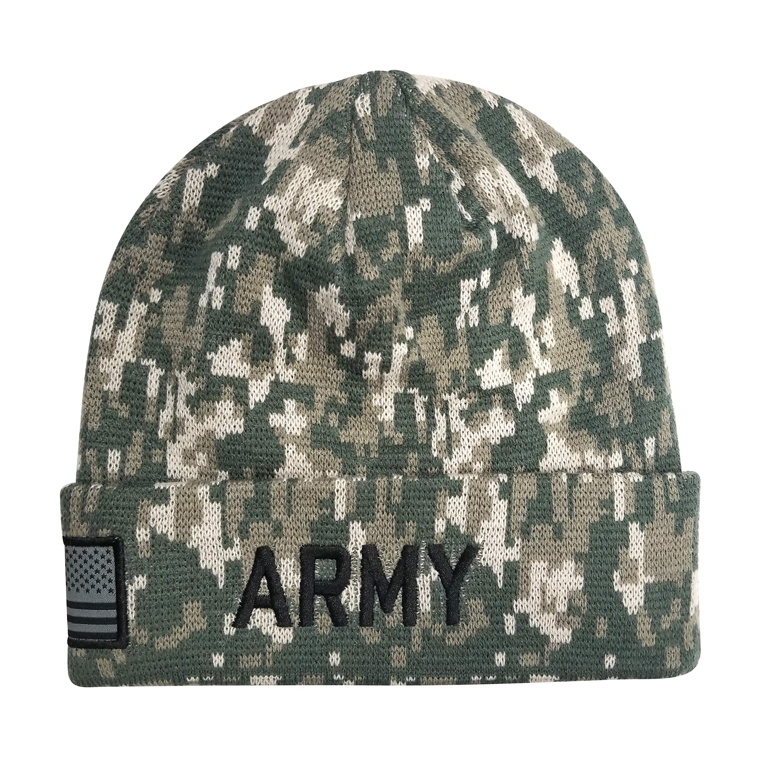 U.S. Army Beanie in Digital Camo for Adult Unisex Men and Women, Military Winter Knit Hats for Veterans