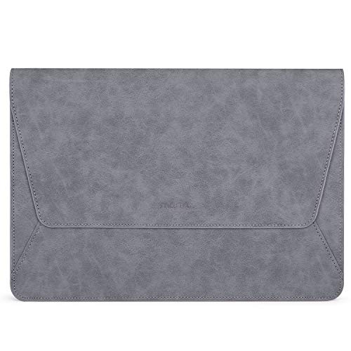 MOSISO Laptop Sleeve Compatible with MacBook Air/Pro, 13-13.3 inch Notebook,Compatible with MacBook Pro 14 inch 2023-2021 M2 A2779 A2442 M1, PU Leather Ultra Slim Flap Style Protective Case,Space Gray