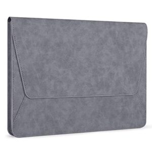 mosiso laptop sleeve compatible with macbook air/pro, 13-13.3 inch notebook,compatible with macbook pro 14 inch 2023-2021 m2 a2779 a2442 m1, pu leather ultra slim flap style protective case,space gray