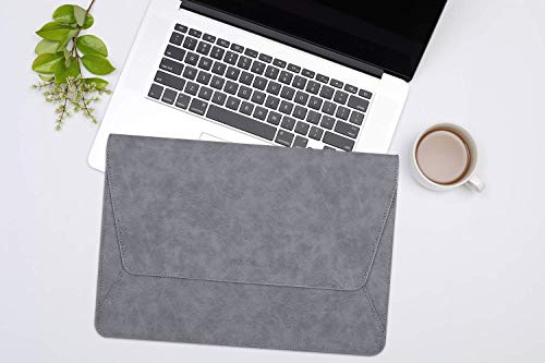 MOSISO Laptop Sleeve Compatible with MacBook Air/Pro, 13-13.3 inch Notebook,Compatible with MacBook Pro 14 inch 2023-2021 M2 A2779 A2442 M1, PU Leather Ultra Slim Flap Style Protective Case,Space Gray